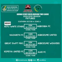 Adonai Estate Volta Division Two League- Matchday Two Fixtures