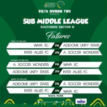 Organizing Committee Releases Sub-Middle League Fixtures for  Southern Sector B